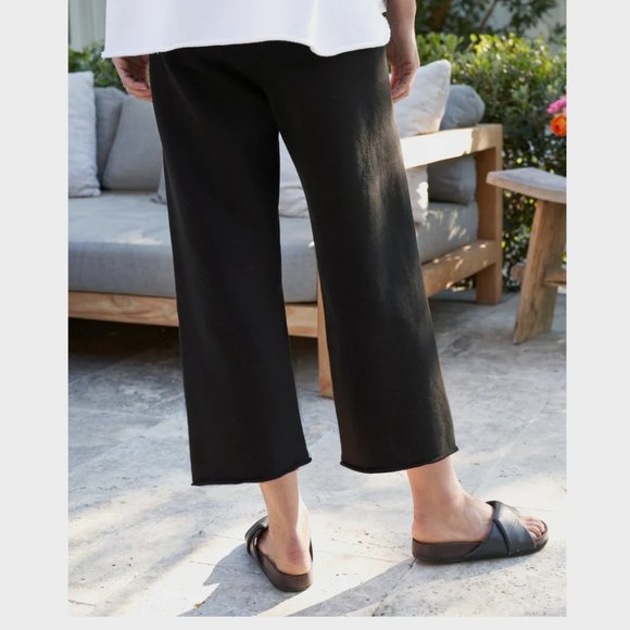 Frank & Eileen CATHERINE Triple Fleece Wide Leg Crop Sweatpants Size: S BLACK - Picture 10 of 15